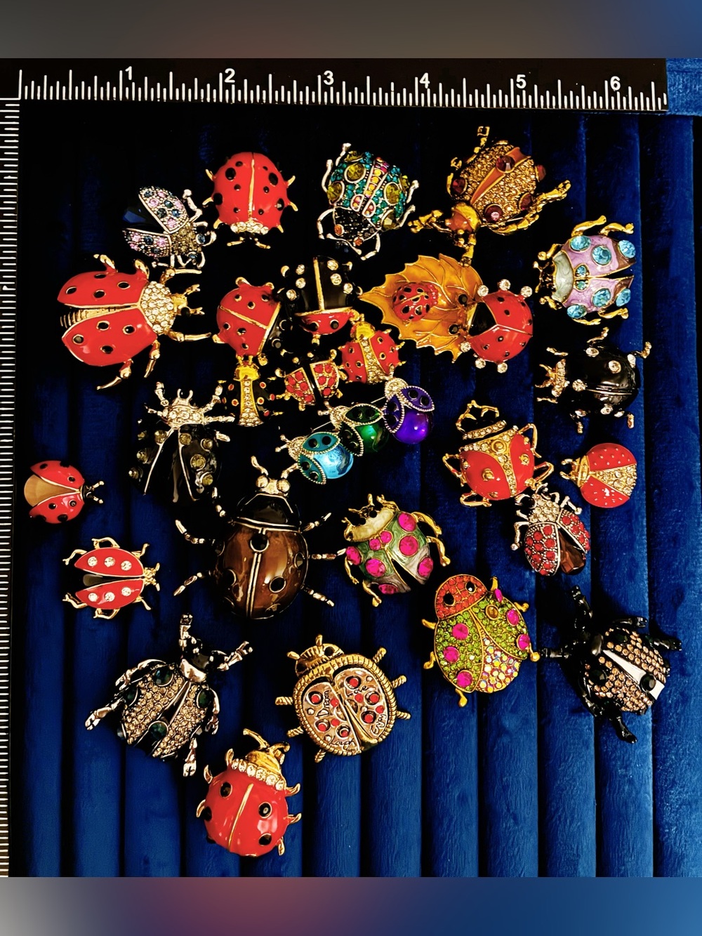27 Pcs Ladybug Beetle Brooch Lot Enamel Rhinestone Bug Insect Pins Gift